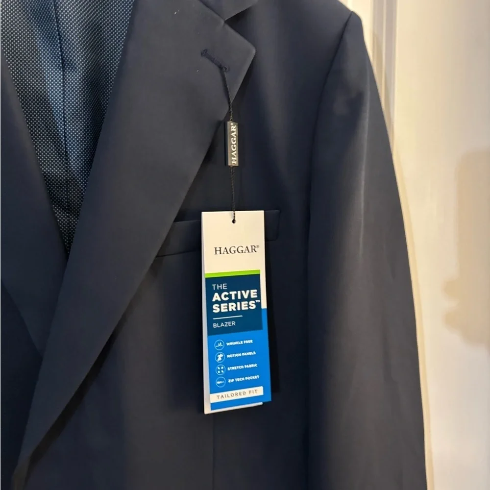 Men's Haggar The Active Series Tailored Stretch Modern Fit Navy Sports Coat